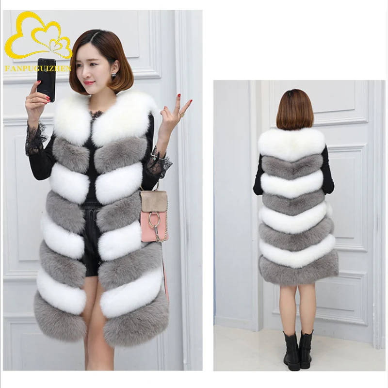 Модные пальто из искусственного лисьего меха с кожей оптовая продажа куртка