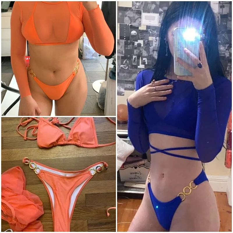 Женский купальник с длинным рукавом цепочкой | Женская одежда