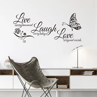 diy english letter slogan wall stickers floral butterfly wall decal modern home decoration sticker for bedroom living room