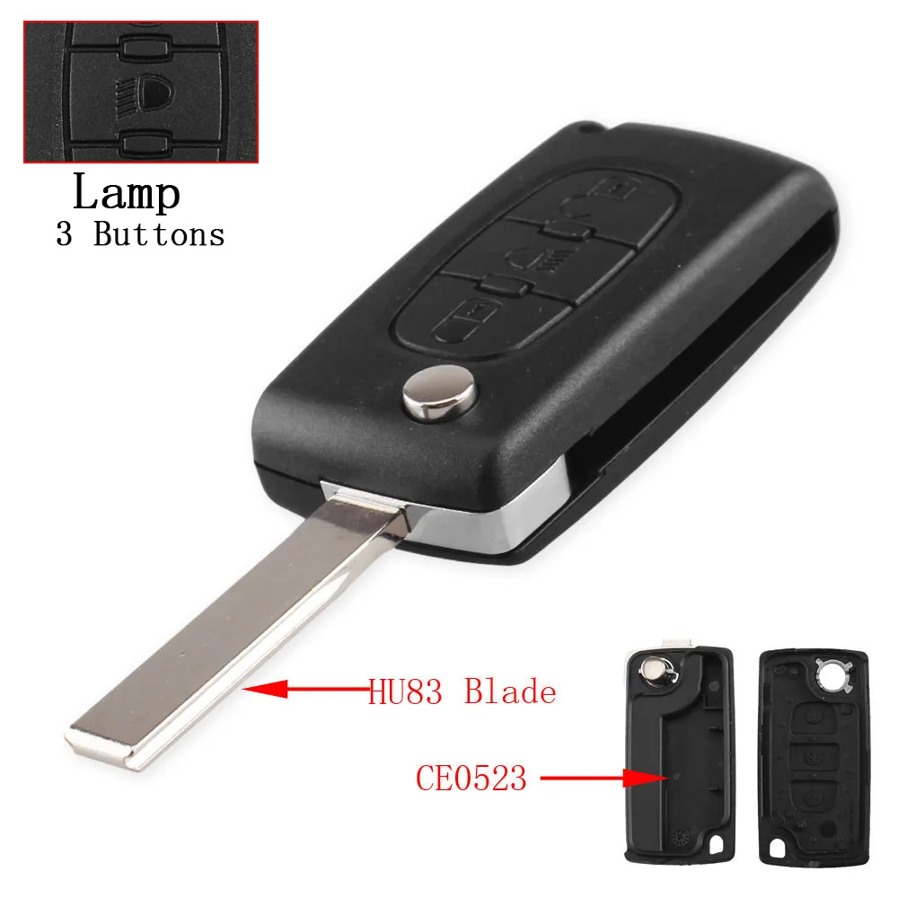 KEYYOU 2/3/4 кнопки дистанционного ключа автомобиля чехол для peugeot 207 307 308 407 607 807 для Citroen C2 C3 C4 C5 C6 складной чехол для ключей на застежке - Цвет: 3BT HU83 CE0523