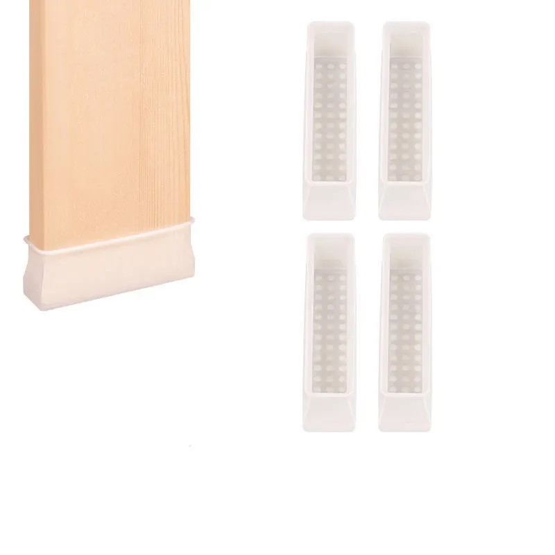 

4pcs Silicone Chair Leg Cap Socks Rectangular Sofa Table Bed Feet Cover Non-Slip Furniture Foot Floor Protector Pad Home Decor