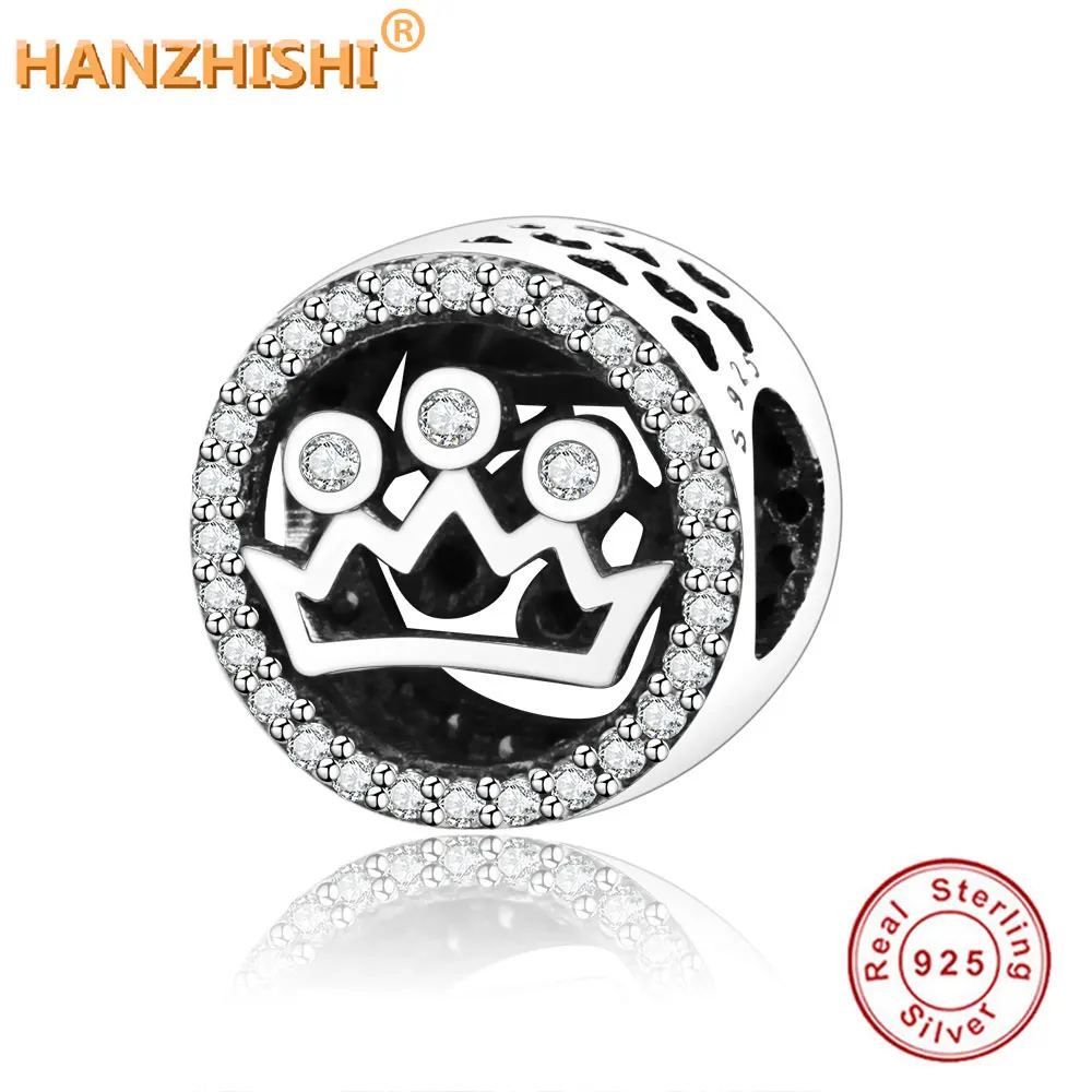 Новый 925 стерлингового серебра бисера шармы в виде короны принцессы бусины с