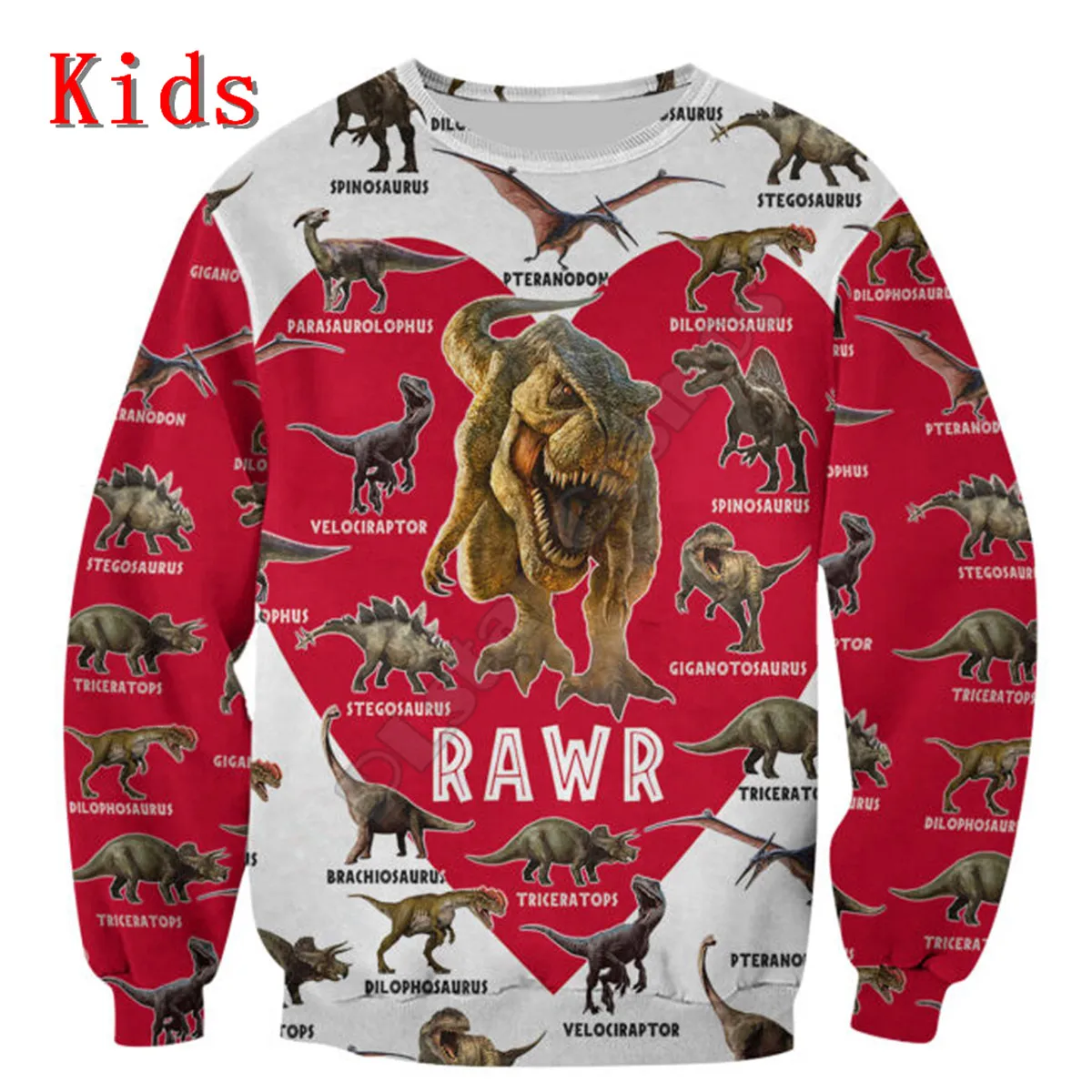 

Love Dinosaur Hoodies T-shirt 3D Printed Kids Sweatshirt Long Sleeve Boy For Girl Funny Animal Pullover 06