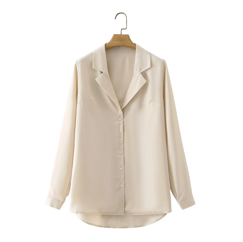 

JC·KILIG 2021 New Suit Collar Shirt Mulberry Silk Crepe de High Quality Loose Top X6052