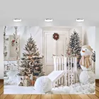 Фон для фотосъемки Mehofond с изображением рождественской елки, Белого дома, снеговика