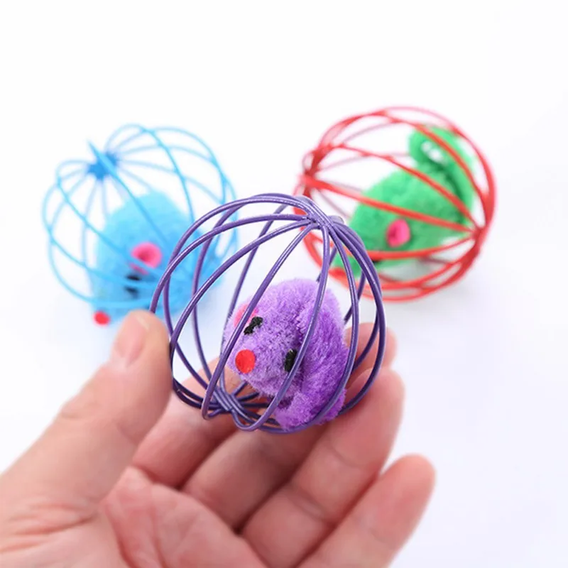 

Pet Cat Toys Wire Funny Kitten Interaction Rolling Cage Toys Pets Playing Training Accessories