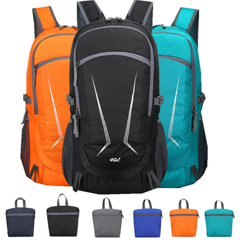 

Складной рюкзак, портативный светильник ранец для кемпинга и пикника, 40 л, для пешего туризма, велоснаряжение, мешок для отдыха и альпинизма