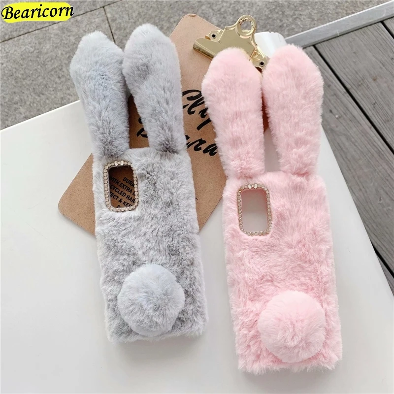 3D Plush Case For Samsung Galaxy A3 A5 A6 A7 A8 A9 J1 J2 J3 J4 J5 J6 J7 J8 Plus Prime Pro Core 2017 2018  Furry Rabbit Fur Cover