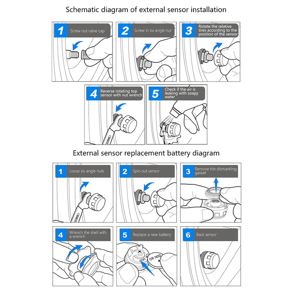 

LCD Solar Truck Trailer Tire Pressure Tyre Temperature Monitoring Alarm System with 4 External Sensors 0-6Ba/0-9Ba