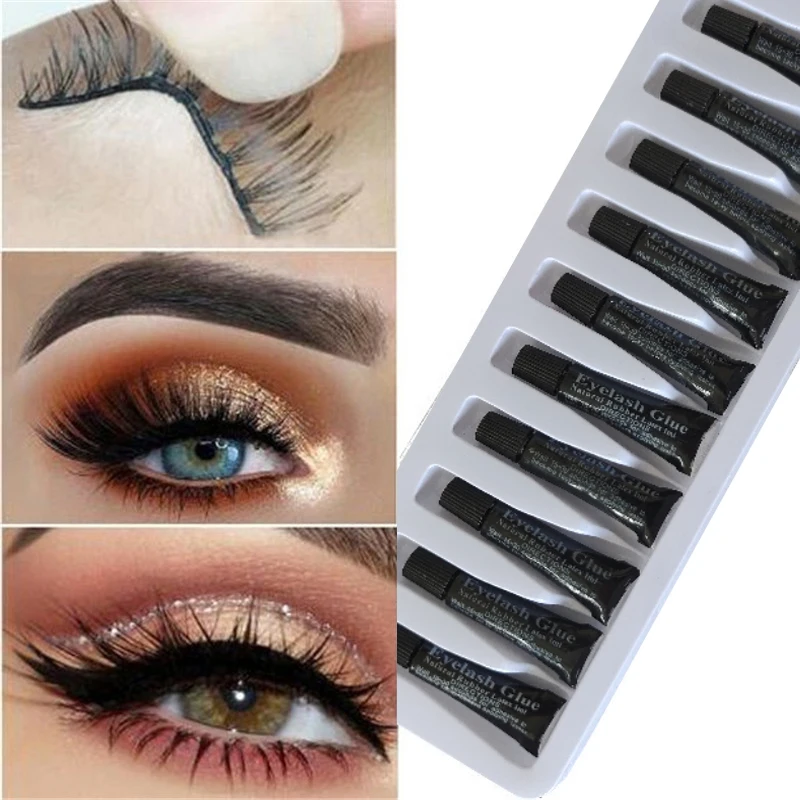 New 10Pcs/set Professional Eyelash Glue for lashes Dark-black Waterproof Long-lasting Eye Lash Extensions Makeup Tools | Красота и