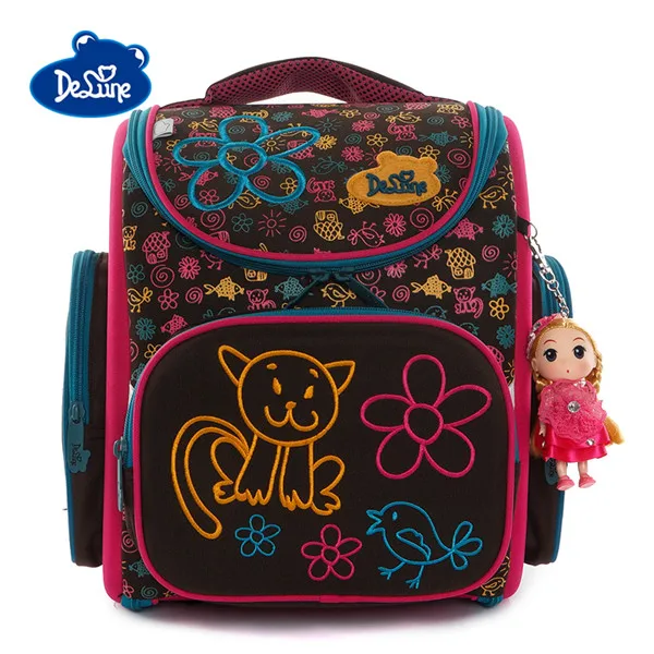 Delune Kids 7-125 водонепроницаемый ортопедический рюкзак с рисунком, школьный ранец высокого качества для детей от 5 до 9 лет, школьные сумки для девочек и мальчиков - Цвет: 3-128delune