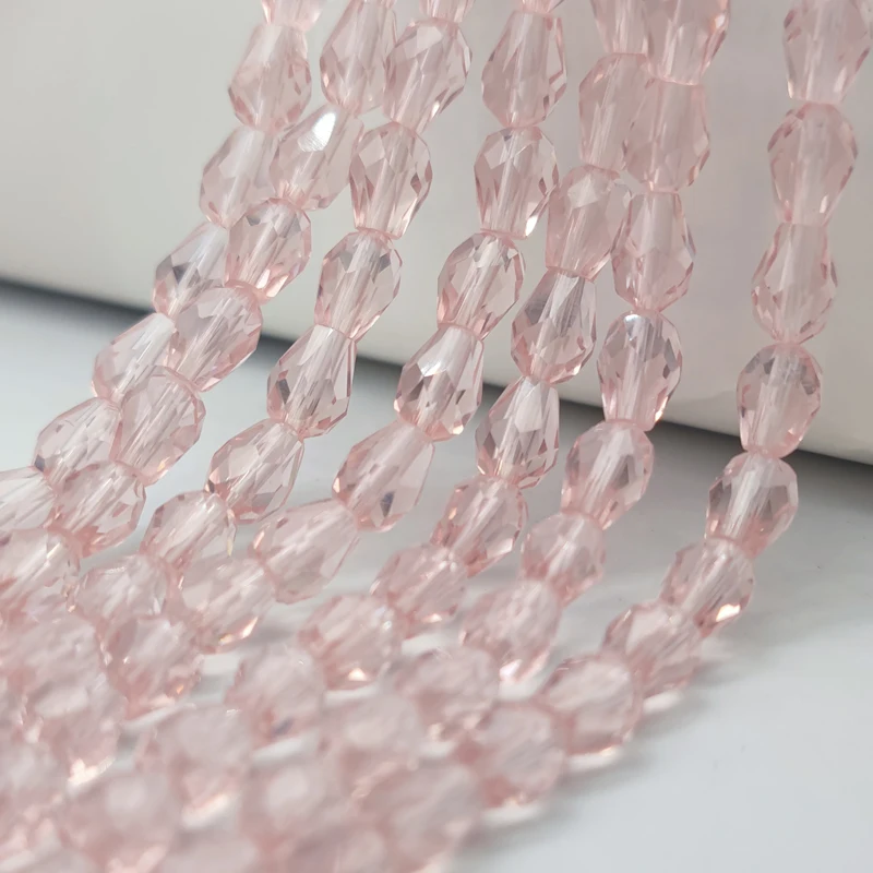 3x5 5x7 8x11mm Teardrop Faceted Glass Waterdrop Austria Pink Crystal Beads Loose Spacer Beads for Jewelry Making Accessories DIY