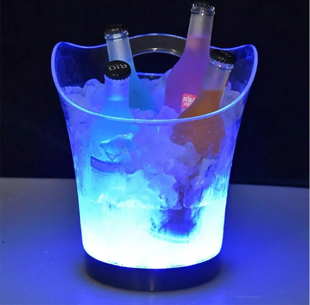 Waterproof LED Rechargeable Ice Bucket 5.5L wine whisky Cooler Color Changing Champagne Wine Bucket for Party Home Bar nightclub