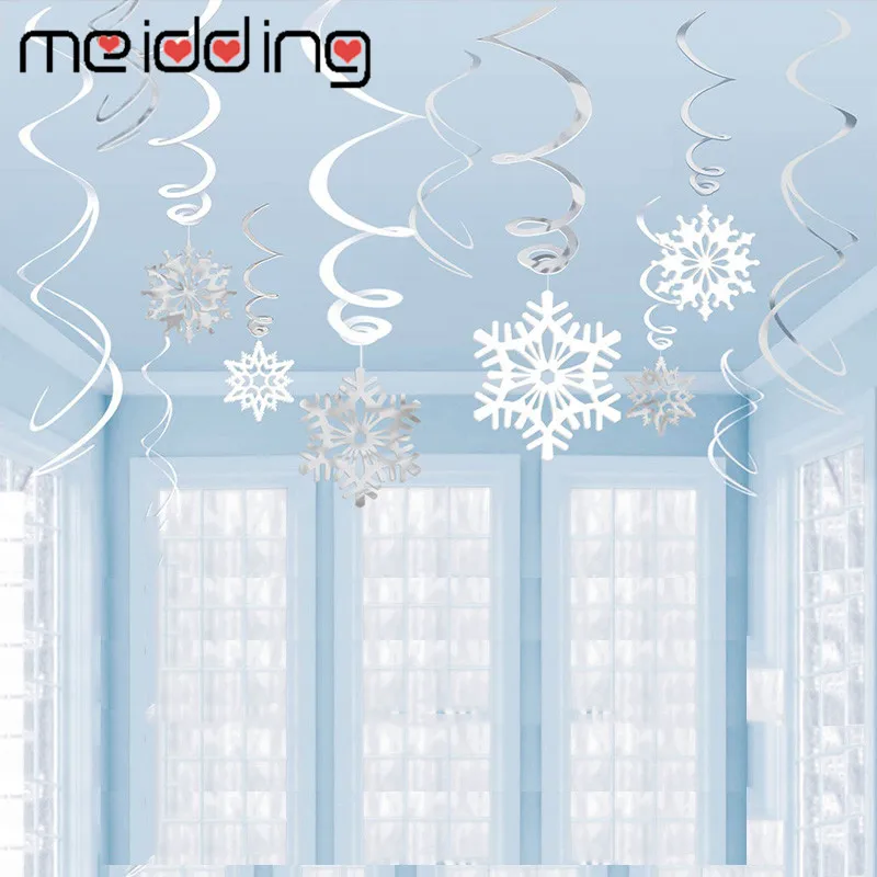 Natal Merry Christmas Висячие белые снежные фольга Swirl баннер гирлянда Рождественские украшения для дома новогодние вечерние Navidad Kerst