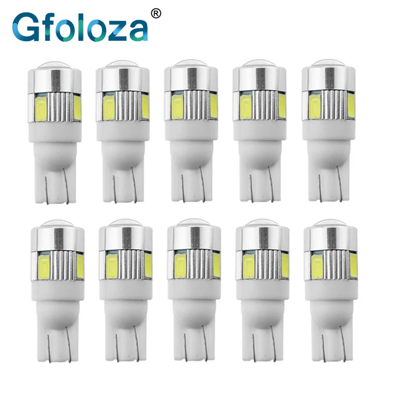 Gfoloza 10 шт. T10 168 194 W5W светодиодный лампы 5630 6 SMD для автомобиля светодиодные