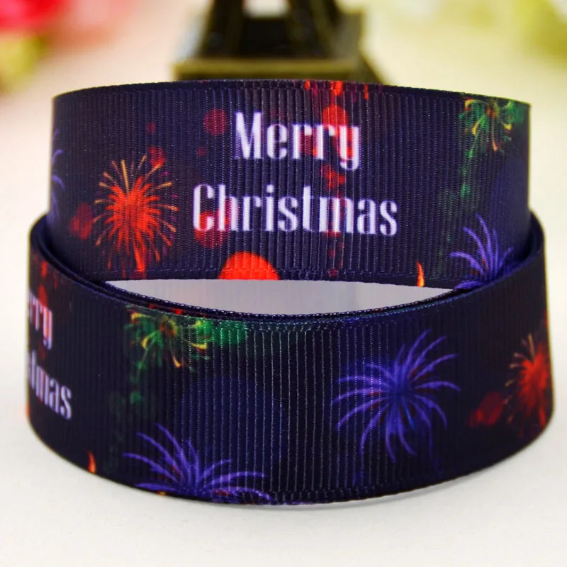 

7/8 "22 мм, 1" 25 мм, 1-1/2 "38 мм, 3" 75 мм вечерние ленты с принтом рождественского персонажа из мультфильма, X-01612 10 ярдов