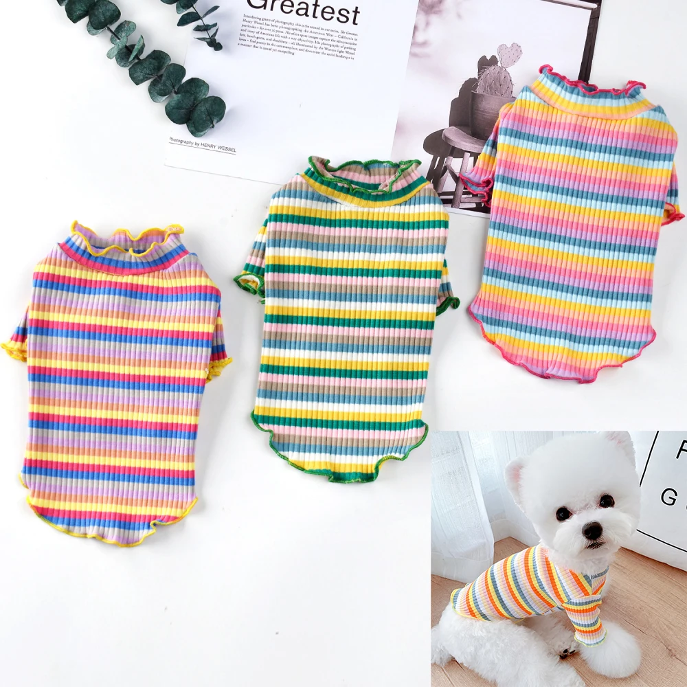 

Summer Pet Dog Clothes Puppy Vest T-Shirt Stripe Shirt Cute Pajamas Winter Pet Clothes Dog Clothes Bottoming Shirt Pet Outfits