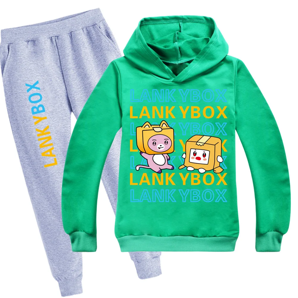 

New Autumn and Winter Children's Lankybox Anime Hoodie Two-Piece Set Suit Cartoon Game Boys Hoodie Girls Sweater Casual Wear