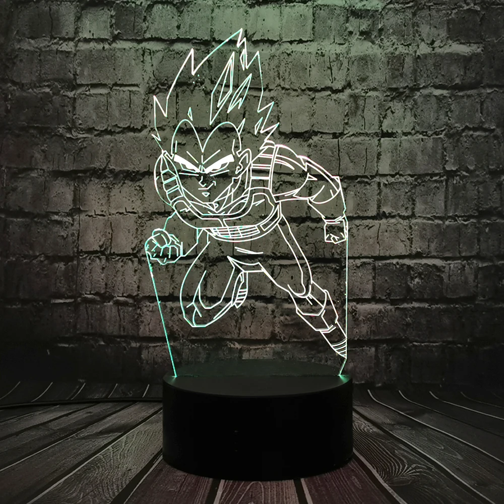 Креативный 3D светильник Seven Dragon Ball Saiyan Vegeta разноцветный градиентный светодиодный