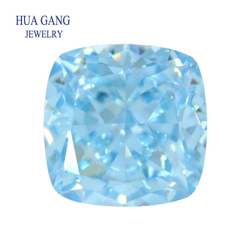 

9A Top Quality Cushion Cut Light Sea Blue CZ Stone Synthetic Gems Cubic Zirconia Beads For Jewelry 6x6mm Wholesale Free Shipping