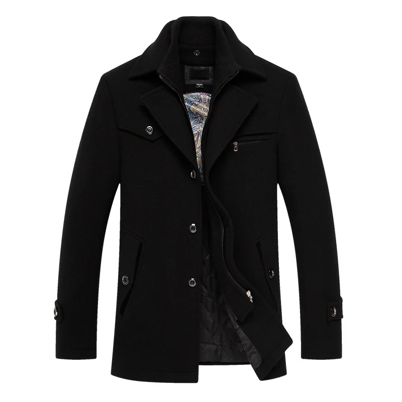 

Мужская шерстяная зимняя Осенняя шерстяная куртка, ветровка, толстое теплое пальто с отворотом, повседневная мужская брендовая одежда J6T858