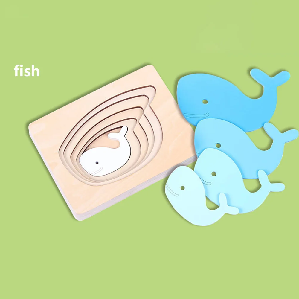 

Children Toys Animal Carton 3D Puzzle Multilayer Jigsaw Puzzle Baby Wooden Toys Child Early Educational Gift