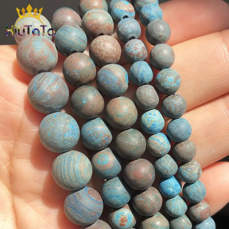 Круглые матовые синие кружевные Агаты с тусклой полировкой свободные каменные
