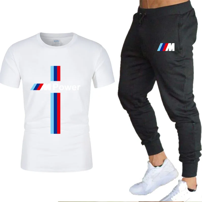 

New T-shirt men's short-sleeved 100% cotton + trousers men's spring and summer fashion Harajuku high streetT-shirt Tracksuit Men