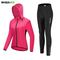 wosawe women cycling jersey mtb bicycle clothes female long sleeves road bike clothing riding shirt pink black