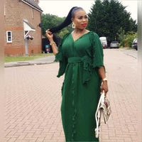2020 new summer elegent style african women v neck plus size long dress ladies clothes