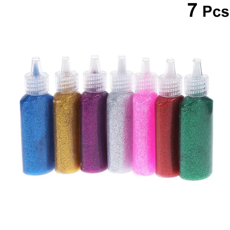 

7pc 3D Glitter Glue Set 7Color Sparkle Glue Children Painting Coloring Tool For DIY Paper Cutting Wooden Craft Artificial Flower