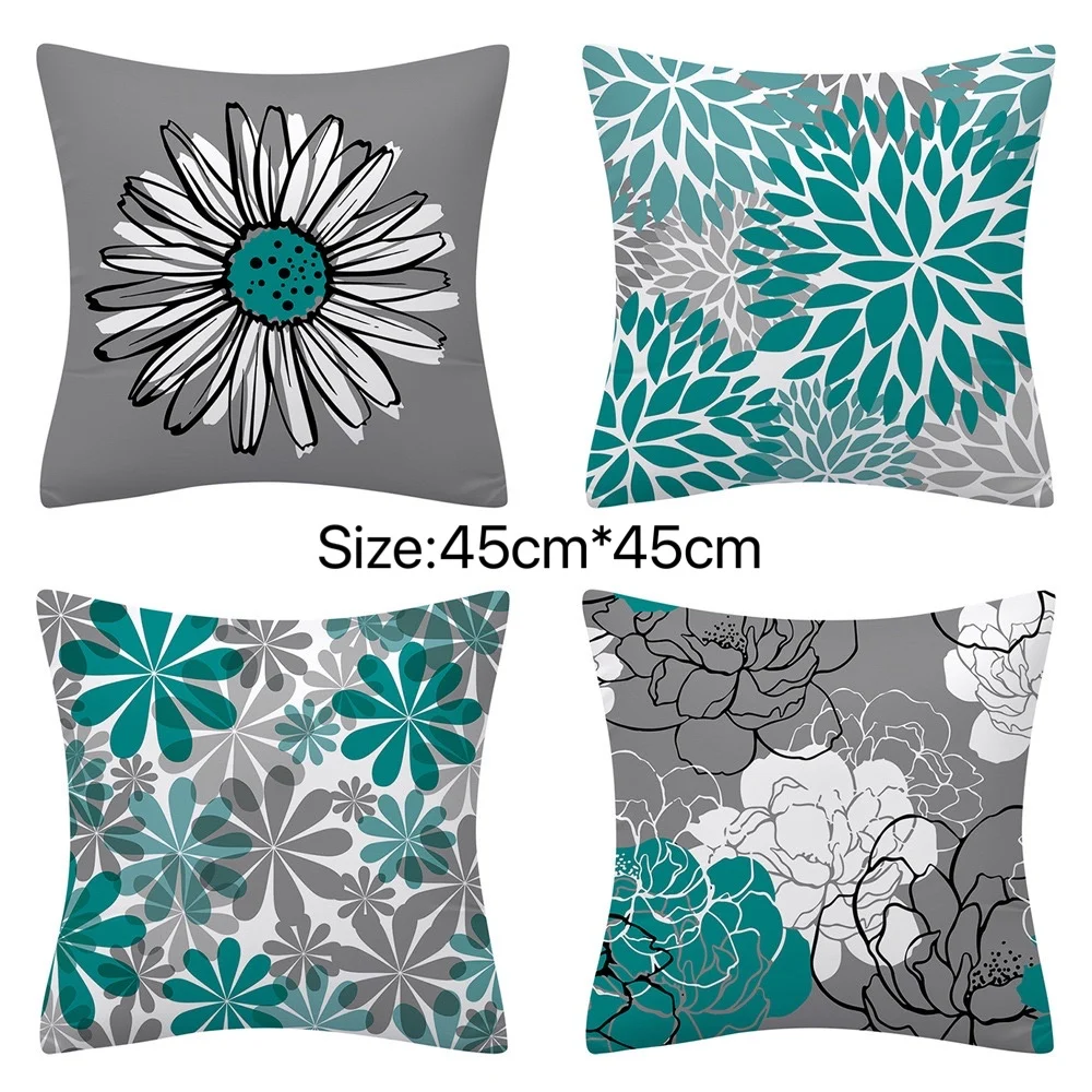 

4 Pcs Daisy Flowers Decorative Pillow For Home Decoration/Sofa/Car Pillowcase Cute Soft Cushion Flower Printed Pillow Cover
