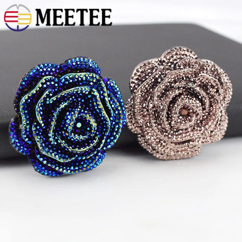 Meetee 5/10 шт 46 мм Пластиковые Стразы из смолы пуговицы цветок розы пальто