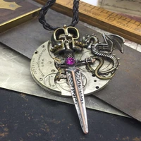 2022 trend skull magic sword dragon pendant vintage mens necklace pendants and necklaces collier choker charms jewelry for men
