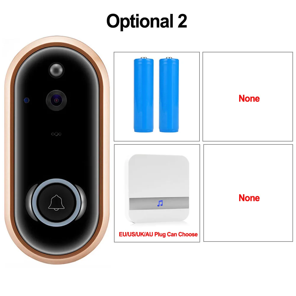 Option 3 CDYCAM 1080P смарт-видео, дверной звонок беспроводная домашняя камера безопасности 2-Way Talk ночного видения PIR Обнаружение двери телефон с вилкой Chime - Цвет: Option 3