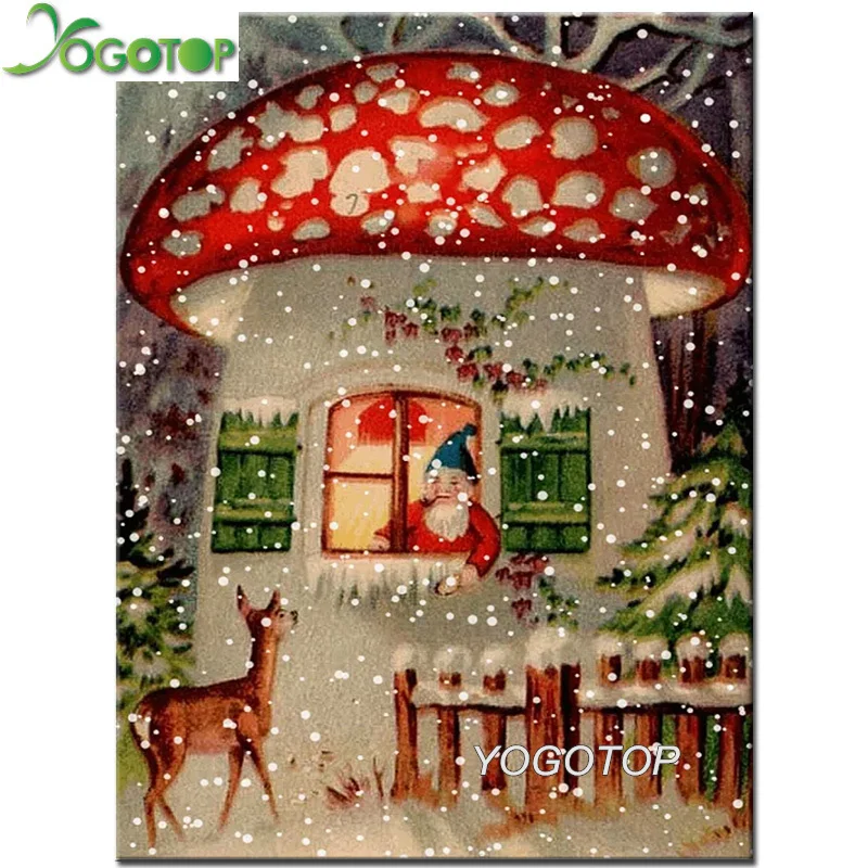

Diy Diamond Painting Landscape Santa Claus Deer Diamond Embroidery 5D Full Drill Winter Christmas Handcraft Icon mushroom YY1876