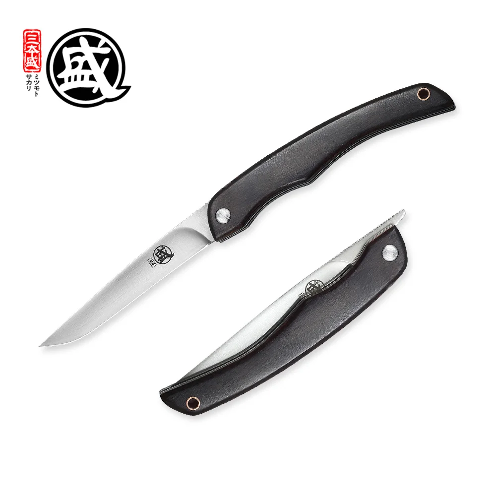 

MITSUMOTO SAKARI Japanese Handcrafted Folding Knives Ebony Handle Pocket Carry Knives Multi-functional Utility Knife Kitchen