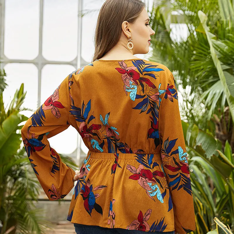 

2021 Printed Ruffled Baby shirts for women Women's Shirt New Large Size Long Sleeve Spring Summer Outfits