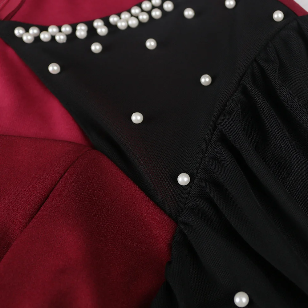 

Plus Size 5XL Red Party Dress for Women 2021 Elegant Beading Patchwork Bodycon Maxi Summer Robe Femme Vintage Party Dresses