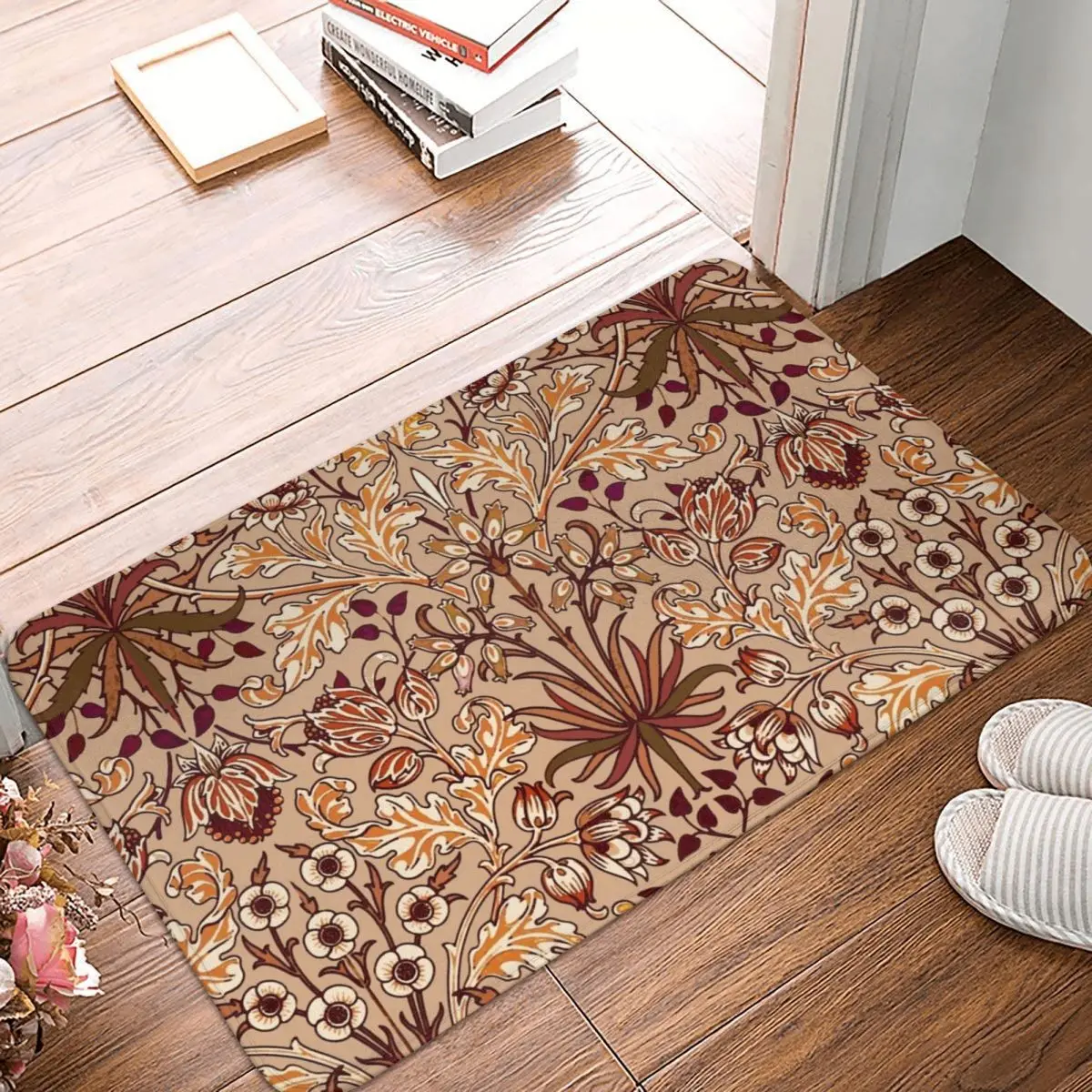 

William Morris Hyacinth Brown And Beige Doormat Carpet Mat Rug Polyester Anti-slip Floor Decor Bath Bathroom Kitchen 40*60