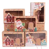 fengrise 12pcs christmas cookie box kraft paper candy gift boxes bags happy new year 2022 favors kids gift 2021 xmas navidad