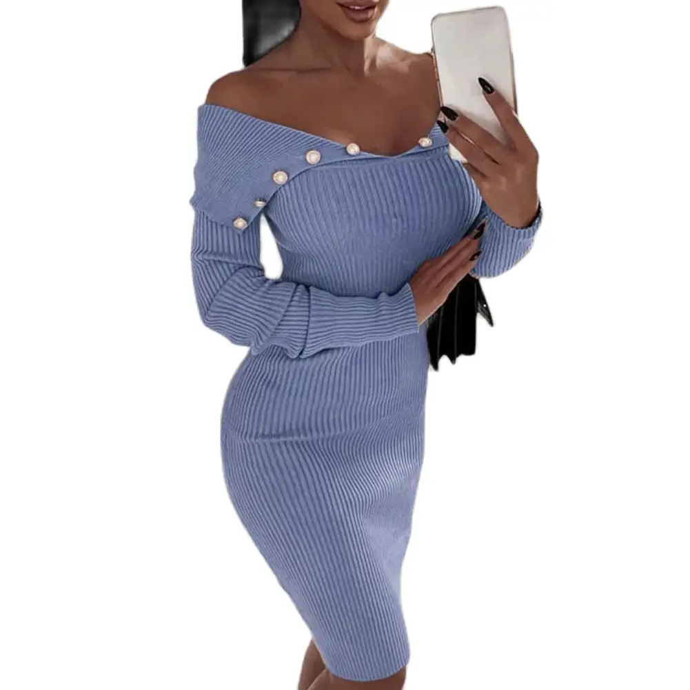 

Стильное женское платье-свитер выше колена, женская одежда, офисное платье, Облегающее вязаное платье на осень и зиму