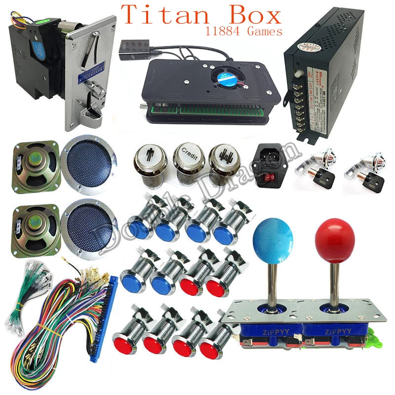 

Игровая приставка Titan Box 11884 в 1, Игровая приставка для нескольких игр, комплект «сделай сам», выход VGA, поддержка JAMMA Zippy, джойстик, хромированн...