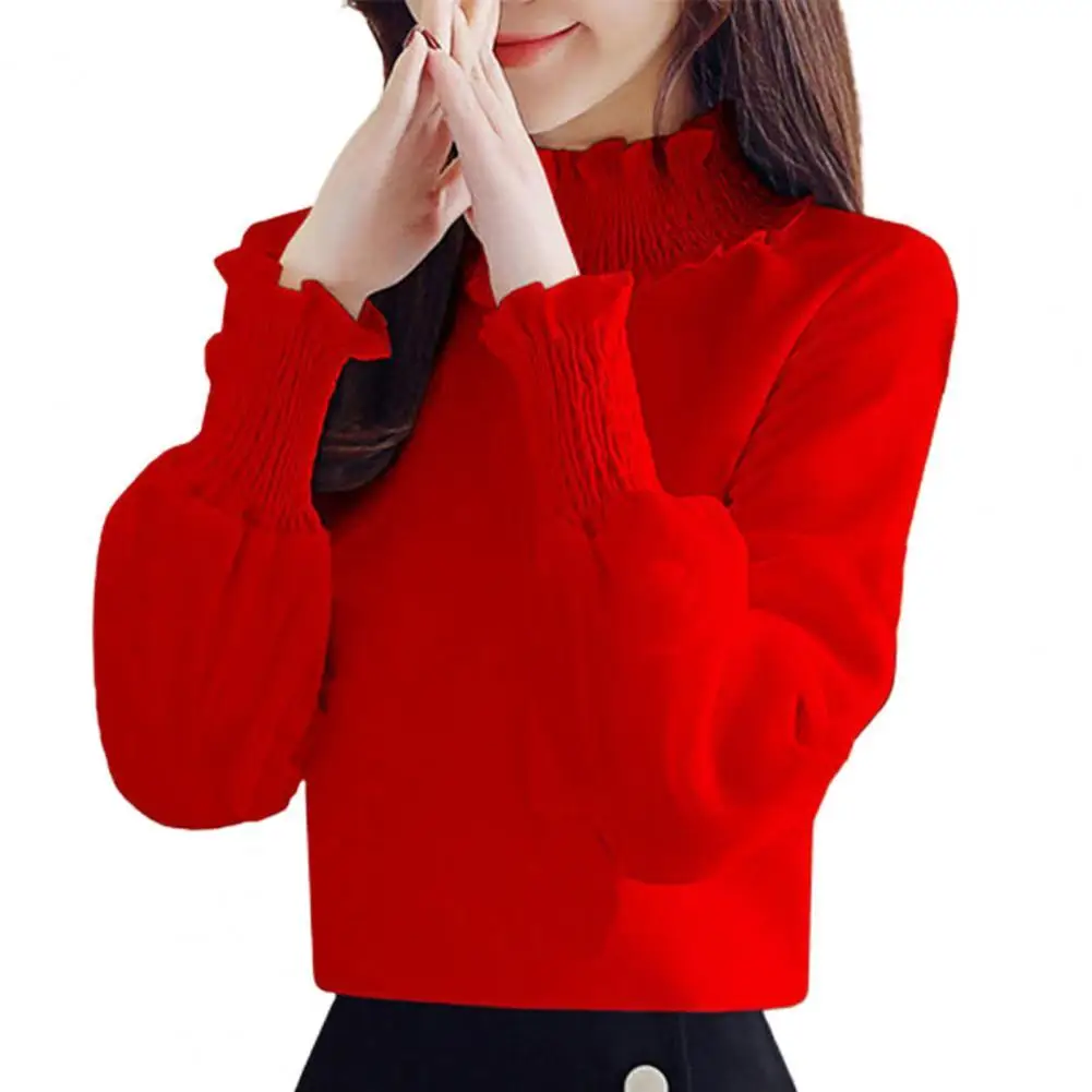 

Fashion Women Shirts Autumn Solid Color Long Sleeve Turtle Neck Warmer Top Female Casual Elegant Shirt Tops Plus Size