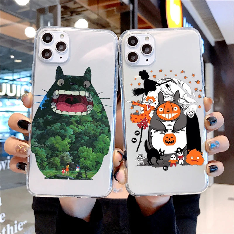 

Cute Totoro Spirited Away Ghibli Miyazaki Anime Kaonashi Soft Clear Phone Case For iPhone 12 11 Pro 7 8 Plus 6 6S SE2 XR XS Max