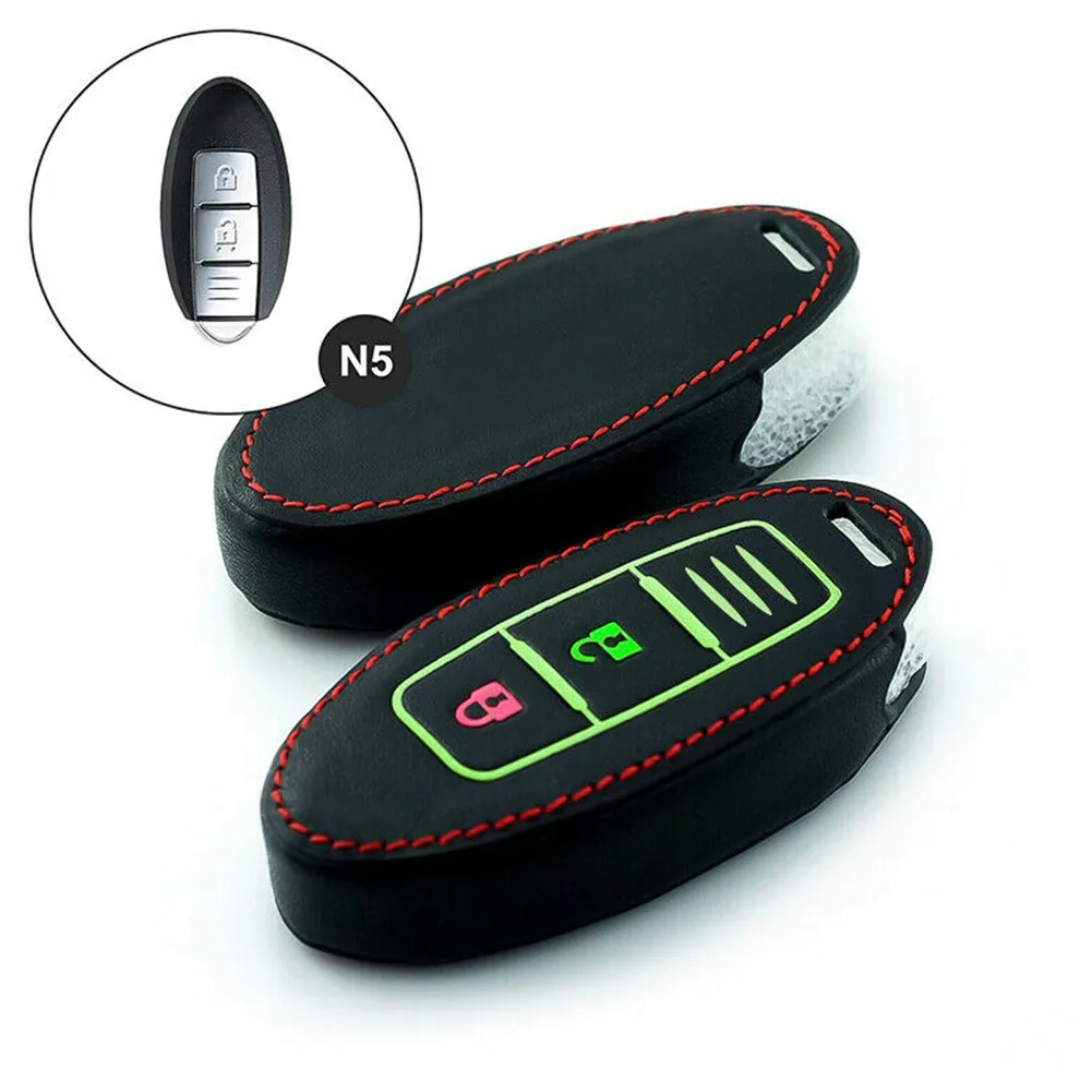 

Car Case 3 Buttons Luminous Leather Zinc Alloy Remote Key Cover Case With Buckle Fob Shell For Nissan Teana Qashqai Tools