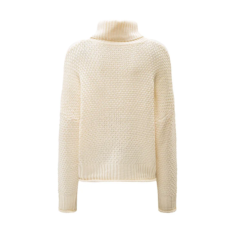 

Europe, America and turtle neck women's new fashion solid color thickened pullover knitted loose sweater women's long sleeves