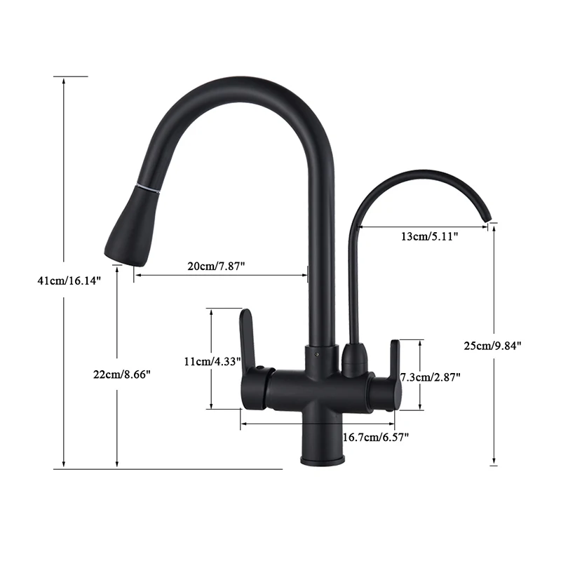 

2021 Purification Kitchen Faucets Black Pull Out Kitchen Water Filter Tap 3 Way Mixer torneira para cozinha de parede Crane