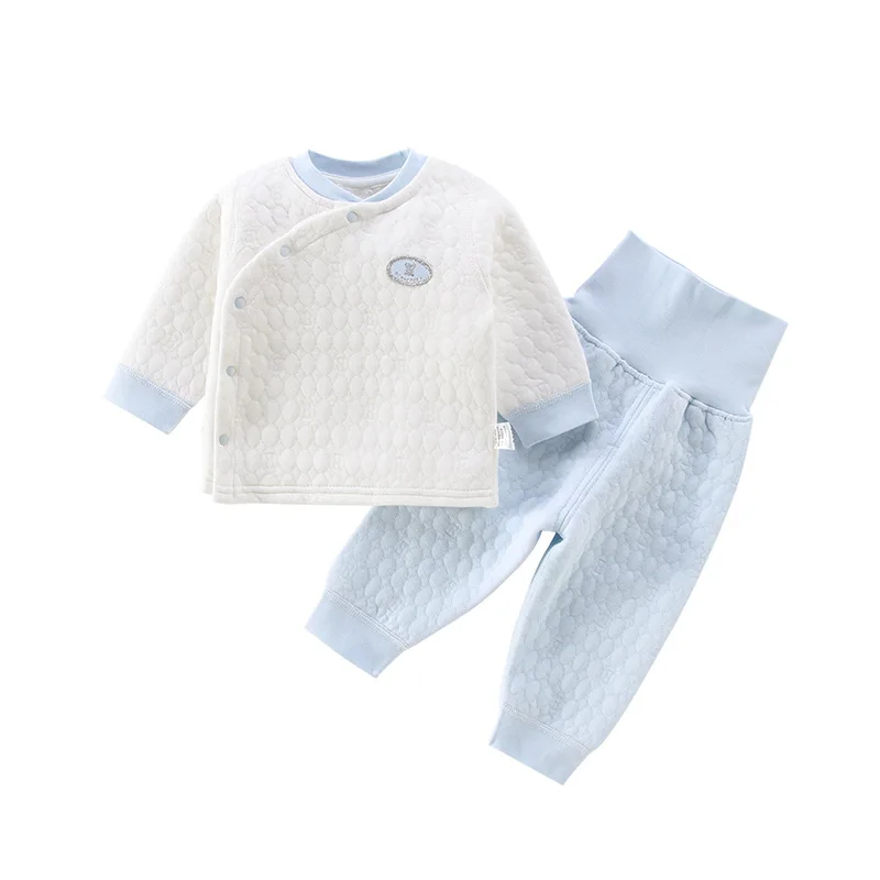 

Baby Spring And Autumn Suit Thin Cotton High Waist Belly Protection Baby Thermal Underwear Boneless Quilted Children's Suit