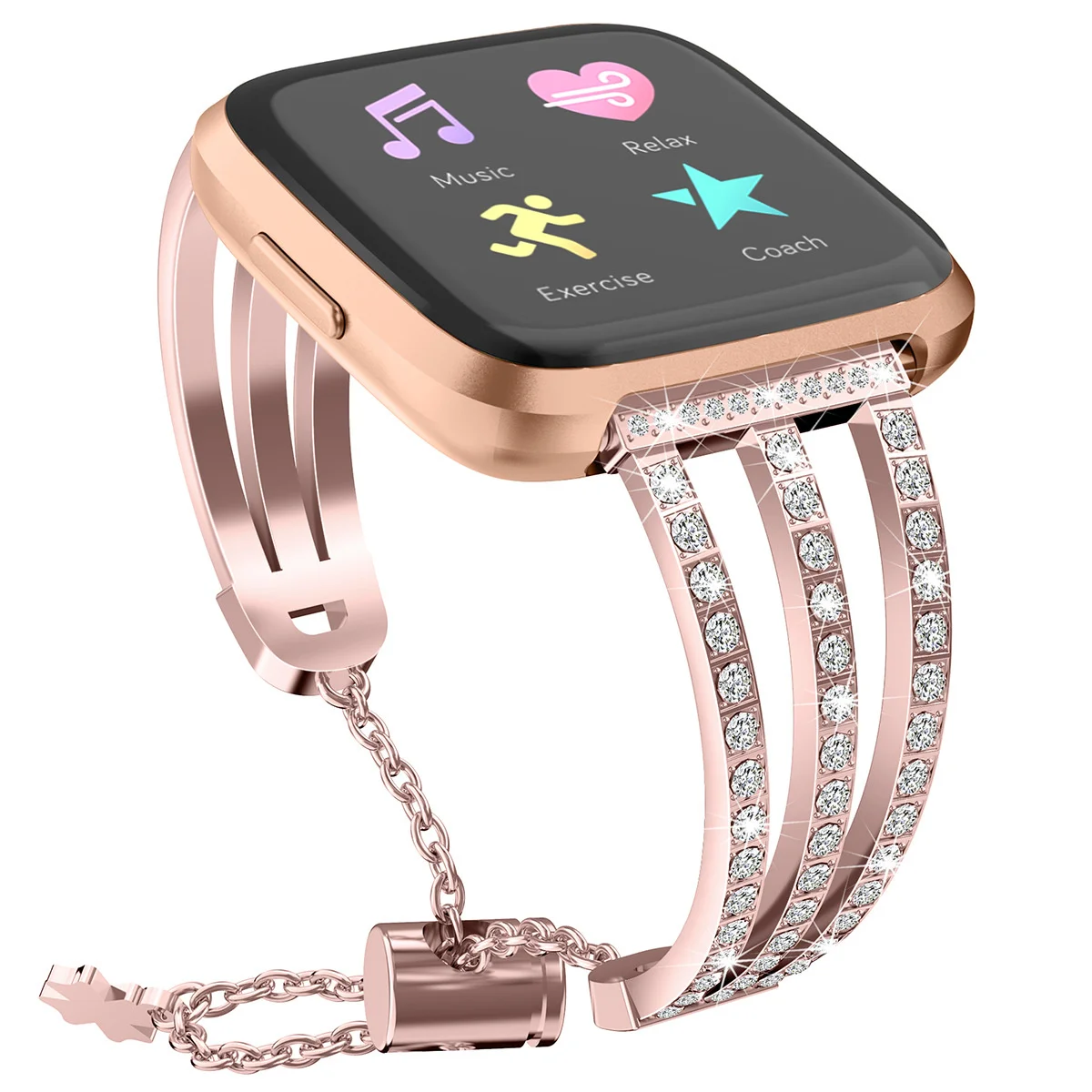 

Женский Браслет для Fitbit Versa 2 /lite, металлический браслет из нержавеющей стали с регулируемой цепочкой, 4 цвета, однотонные ремешки для часов
